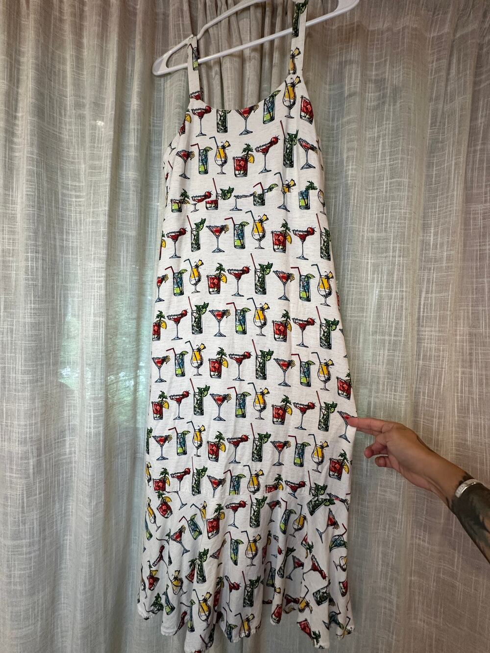 Jane + Delancey XS Tropical Cocktail Print Sundress Adjustable Straps